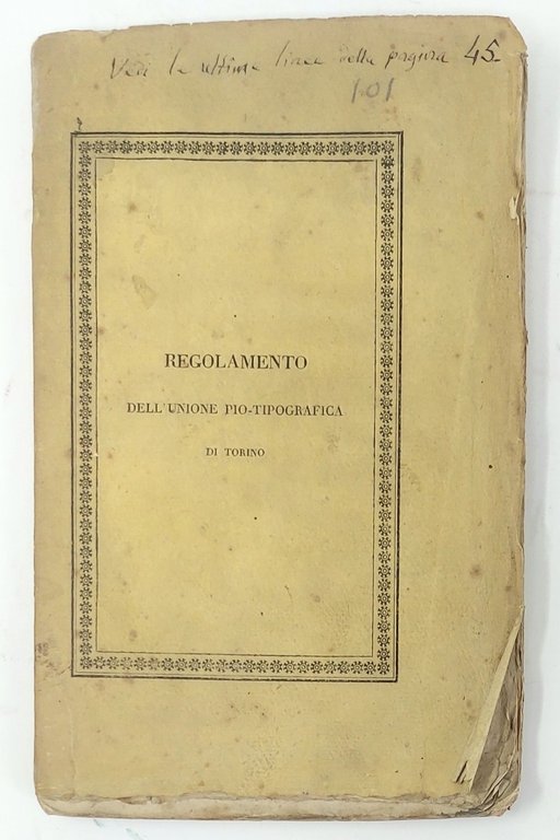 Regolamento della Pia Unione de' lavoranti dell'illustre arte tipografica di …