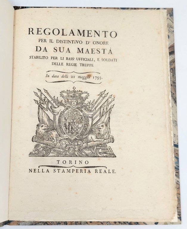 Regolamento per il Distintivo d'Onore da Sua Maest&amp;agrave; stabilito per …