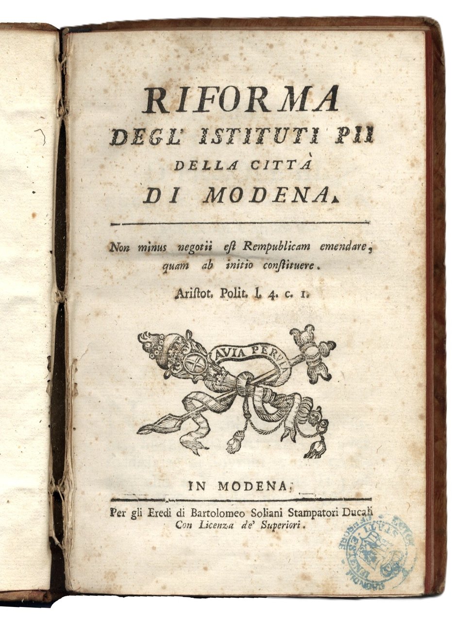 Riforma degl'istituti pii della citt&amp;agrave; di Modena. | Immagine principale