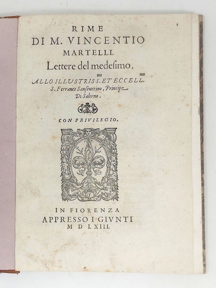 Rime di M.Vincentio Martelli. Lettere del medesimo.