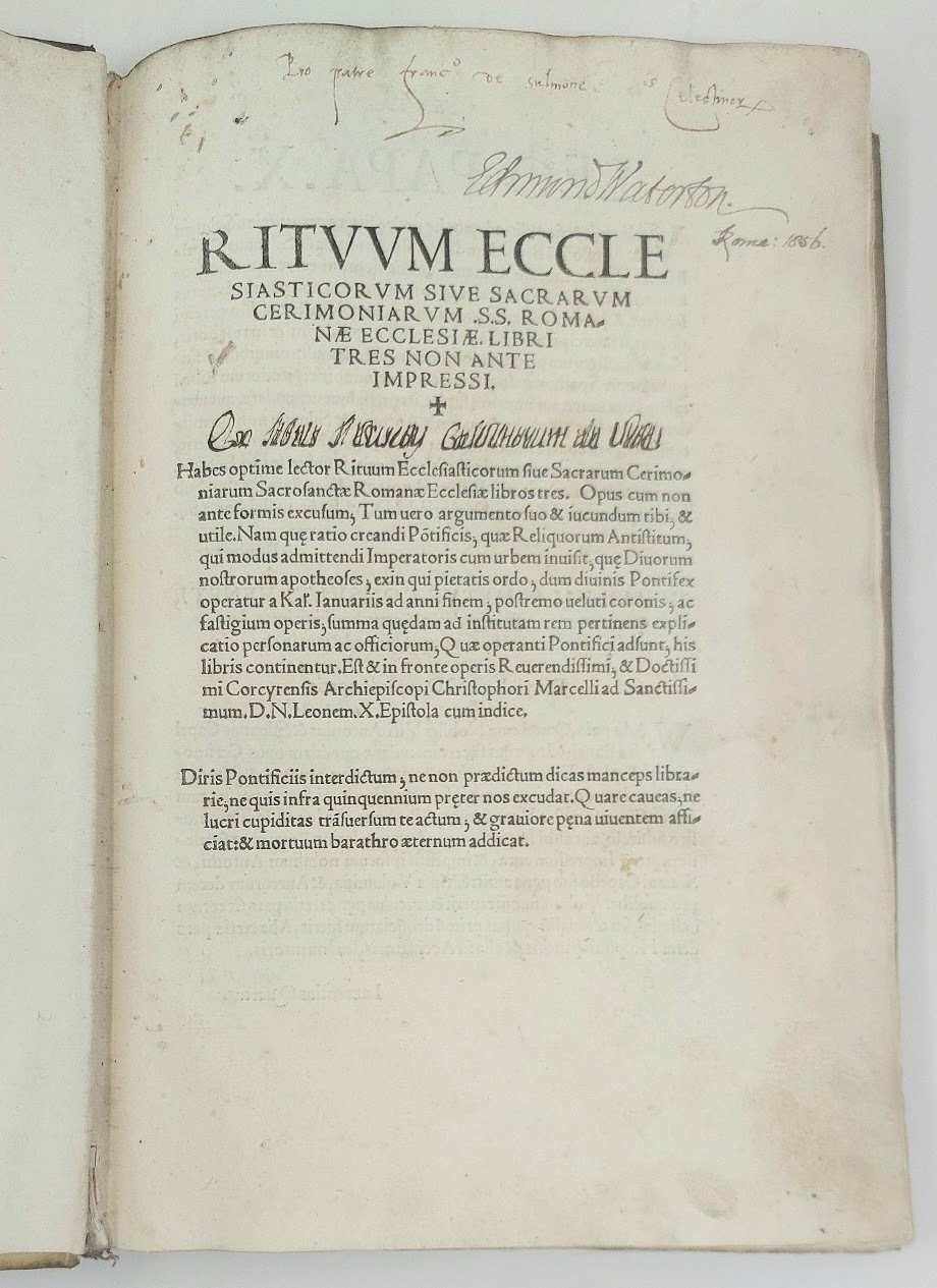 Rituum Ecclesiasticorum sive Sacrarum Cerimoniarum SS. Romanae Ecclesiae libri tres …