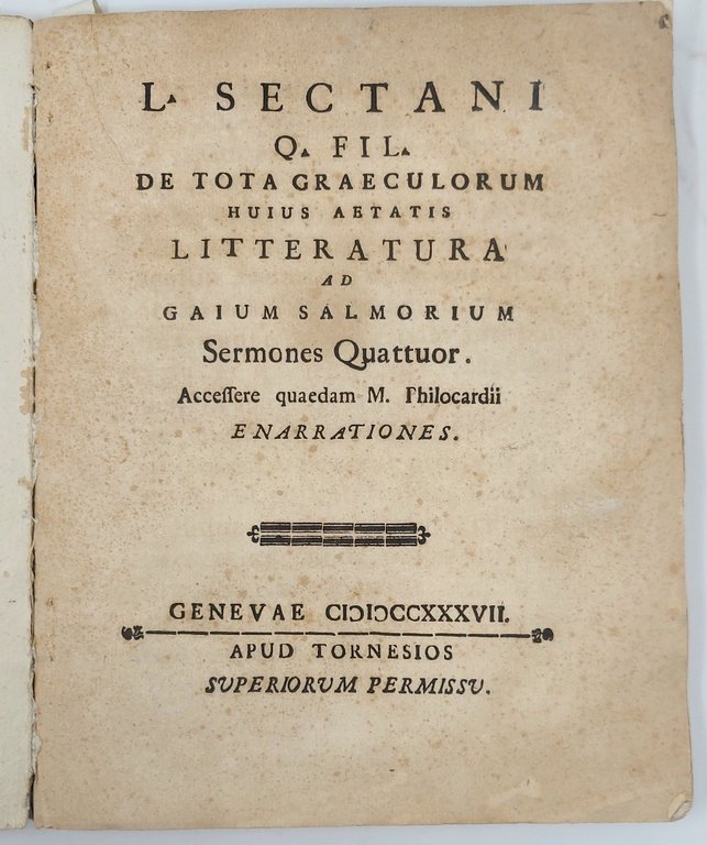 Sectani Q. fil. De tota Graeculorum huius aetatis litteratura ad …