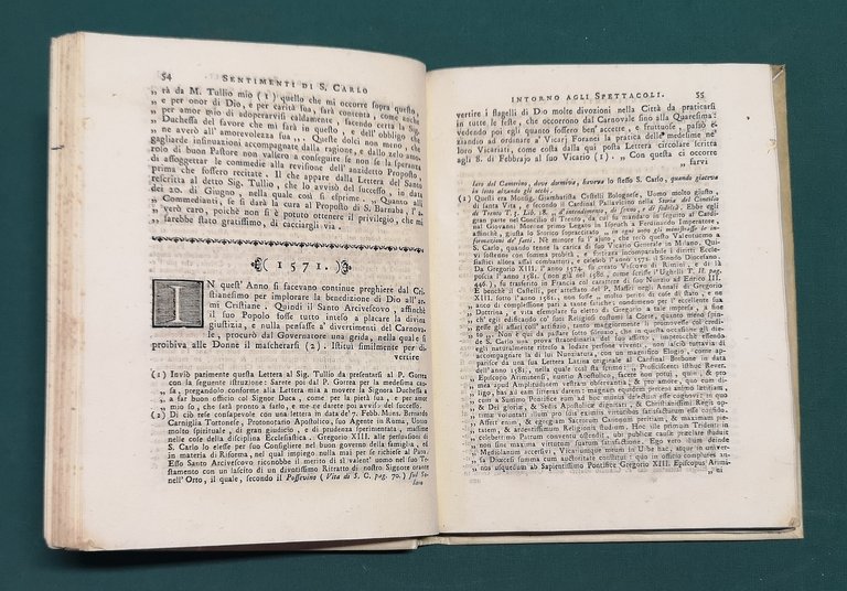 Sentimenti di S. Carlo Borromeo intorno agli Spettacoli.