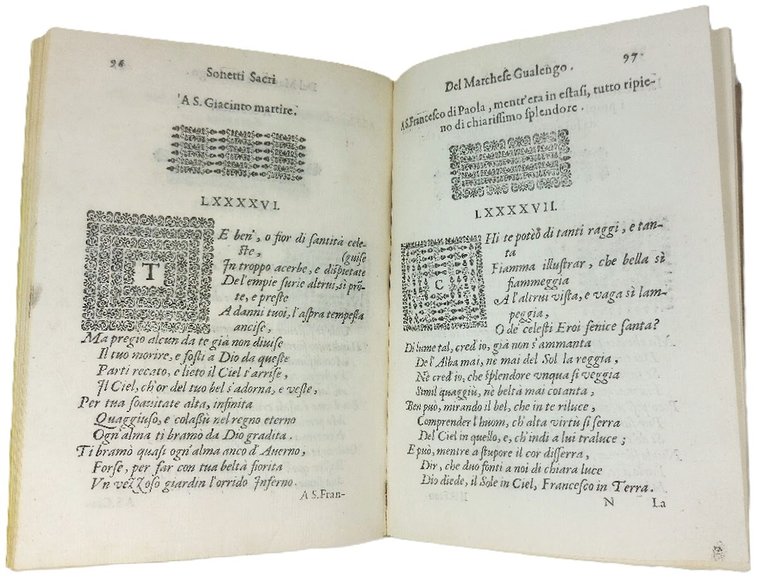 Sonetti Sacri del Marchese Galeazzo Gualengo detto l&amp;rsquo;Avvinto, Accademico Intrepido. …