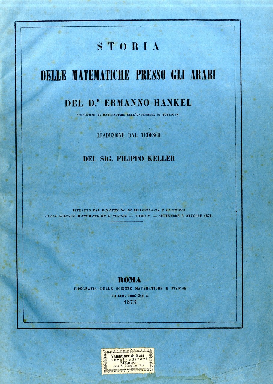 Storia delle matematiche presso gli arabi.