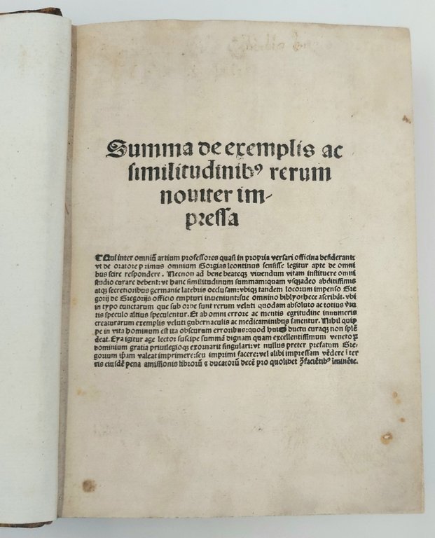 Summa de exemplis ac similitudinibus rerum, noviter impressa