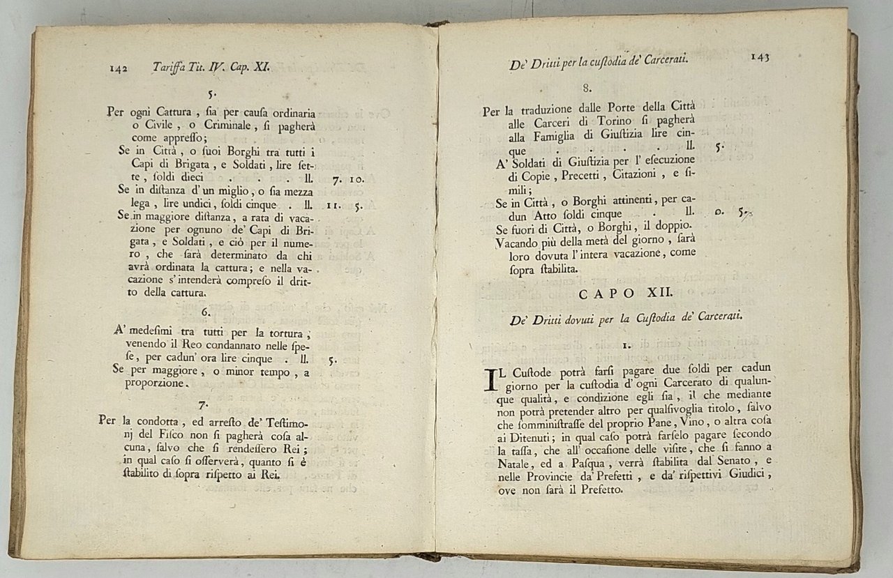 TARIFFA, DE' DIRITTI DELL&amp;rsquo;ERARIO REGIO, della grande Cancelleria delle Segreterie …