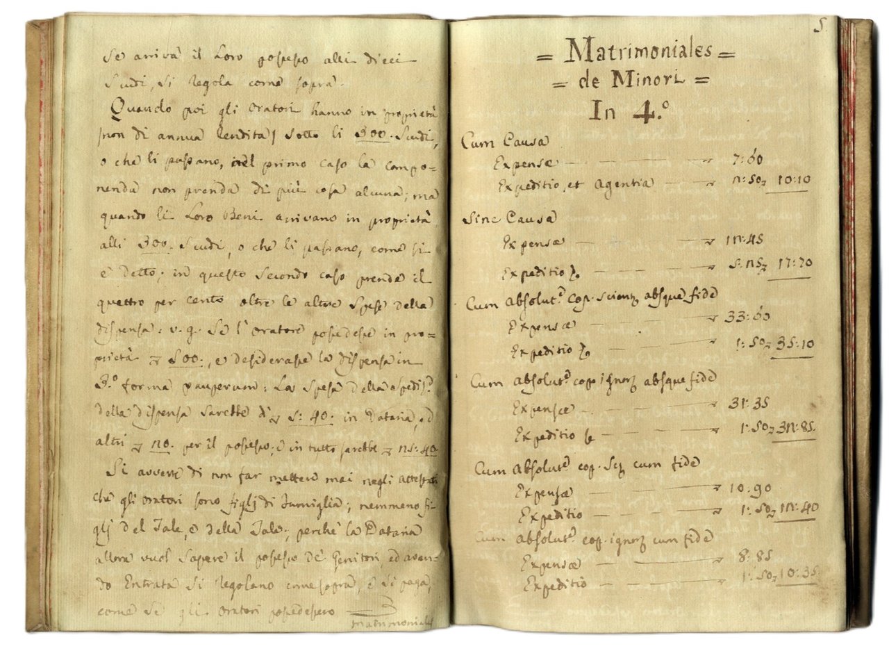 Tariffa di dataria delle Segretarie e degli altri Tribunali di … | Immagine principale