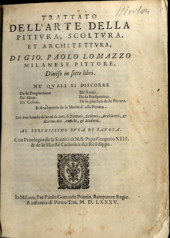 Trattato dell'Arte della Pittura, Scoltura, et Architettura,