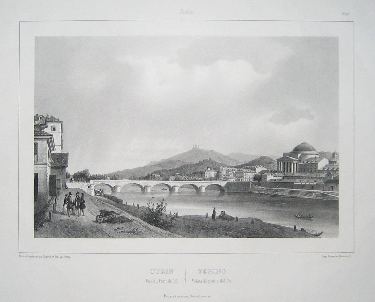 Turin-Vue du Pont du Po/Torino-Veduta del Ponte del Po.
