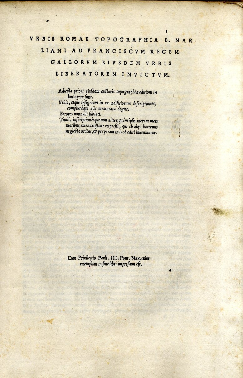 Urbis Romae Topographia&amp;nbsp;ad Franciscum regem Gallorum eiusdem urbis liberatorem invictum..&amp;nbsp;