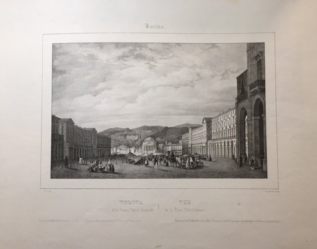 Veduta della piazza Vittorio Emanuele/Vue de la Place Victor Emanuel.