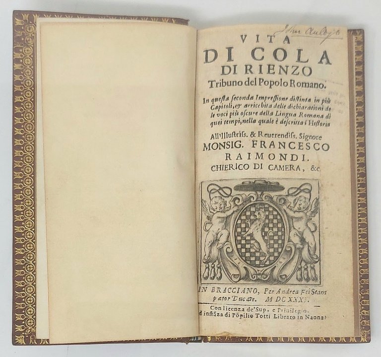 Vita di Cola di Rienzo. Tribuno del Popolo Romano. Seconda …