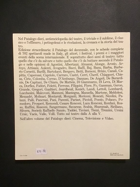 IL PATALOGO DIECI. ANNUARIO DELLO SPETTACOLO 1987