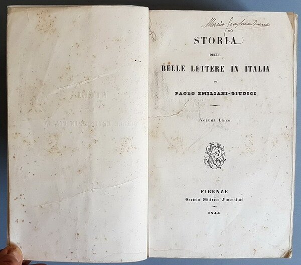 STORIA DELLE BELLE LETTERE IN ITALIA (volume unico completo)