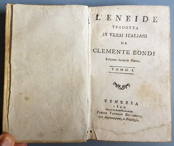 L'ENEIDE tradotta in versi italiani da Clemente Bondi (tomi I …