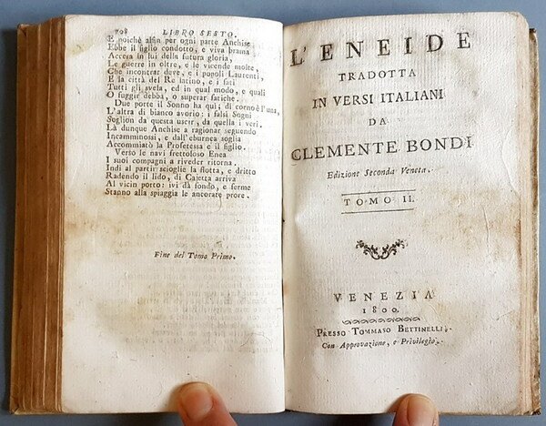 L'ENEIDE tradotta in versi italiani da Clemente Bondi (tomi I …