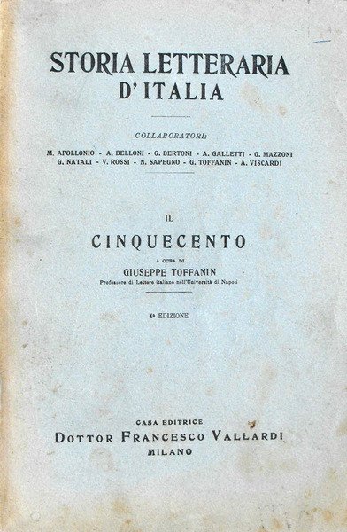 Storia letteraria d'Italia - IL CINQUECENTO
