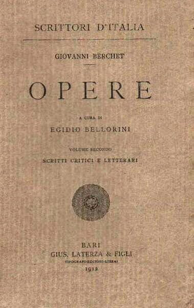 OPERE a cura di Egidio Belorini (volumi I e II)