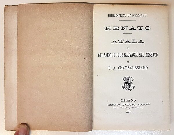 RENATO - ATALA o GLI AMORI DI DUE SELVAGGI NEL …