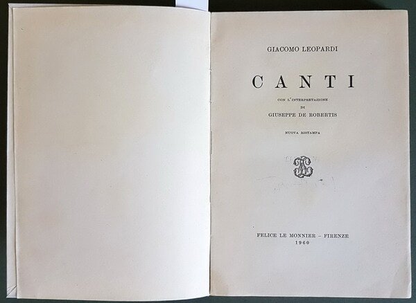 CANTI con l'interpretazione di Giuseppe de Robertis