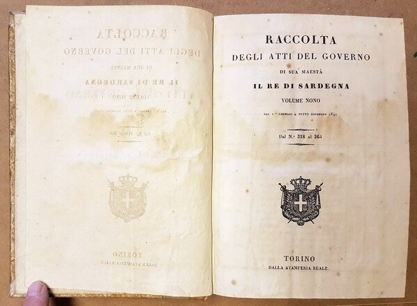 RACCOLTA DEGLI ATTI DEL GOVERNO di Sua MaestÃ il RE …