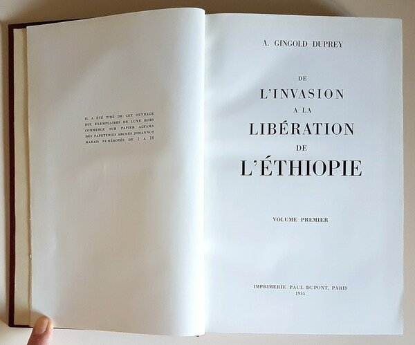 DE L'INVASION A LA LIBERATION DE L'ETHIOPIE (volume 1)