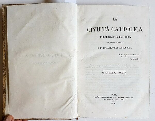 LA CIVILTA' CATTOLICA (anno secondo) - Volume IV (1. trimestre …