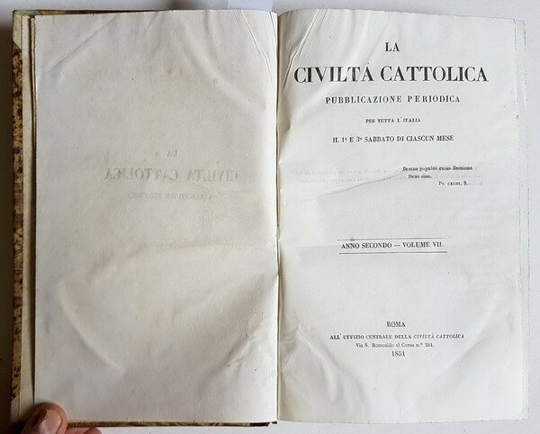 LA CIVILTA' CATTOLICA (anno secondo) - Volume VII (4. trimestre …