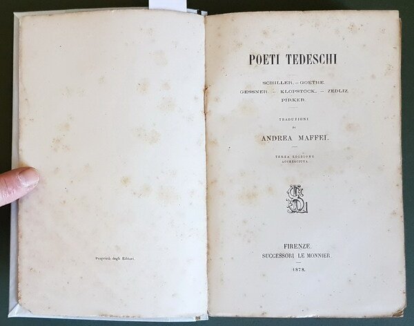 POETI TEDESCHI - Schiller - Goethe - Gessner - Klopstock …