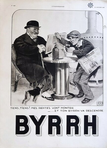 PubblicitÃ originale francese della bevanda tonica BYRRH - 1936