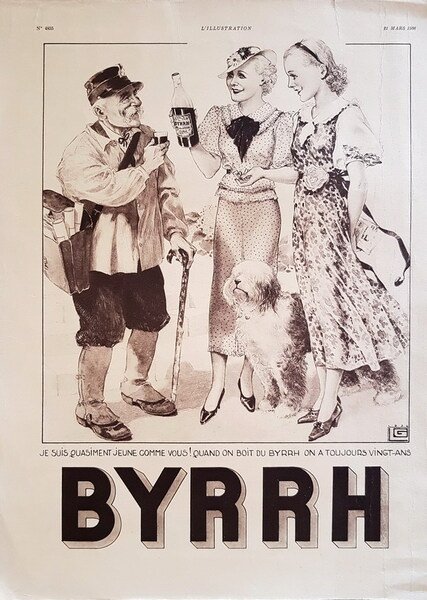 PubblicitÃ originale francese della bevanda tonica BYRRH - 1936