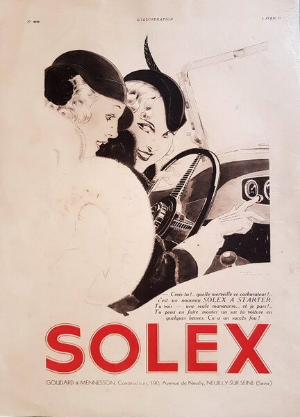 PubblicitÃ originale francese del SOLEX A STARTER (accensione elettrica dell'automobile) …