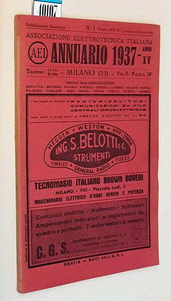 Associazione elettrotecnica italiana - ANNUARIO 1937 - Anno XV - …
