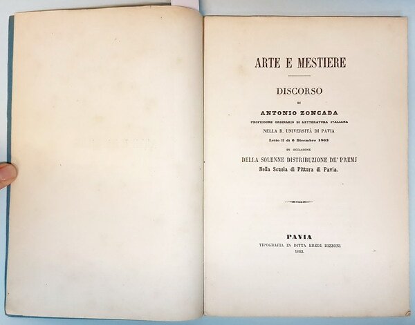 ARTE E MESTIERE - Discorso di Antonuio Zoncada Professore ordinario …