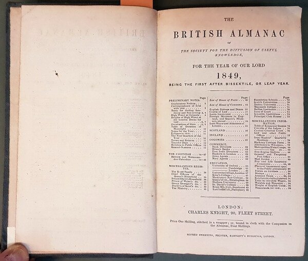 THE BRITISH ALMANAC for the year of our Lord 1849 …