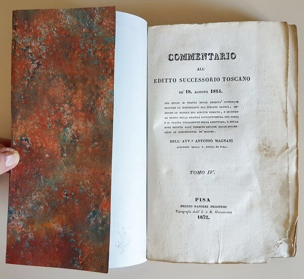 COMMENTARIO ALL'EDITTO SUCCESSORIO TOSCANO del 18. agosto 1814 - Nel …