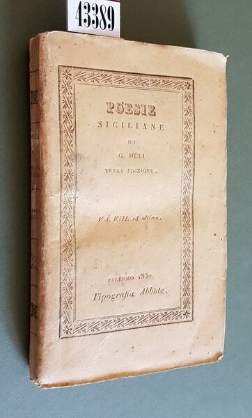 POESIE SICILIANE DI GIOVANNI MELI (volume VIII postumo)