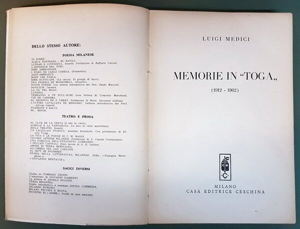 MEMORIE IN TOGA (1912 - 1962)