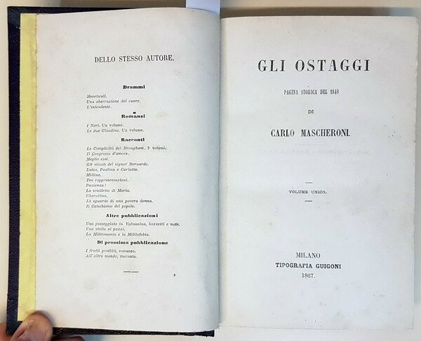 GLI OSTAGGI - Pagina storica del 1848