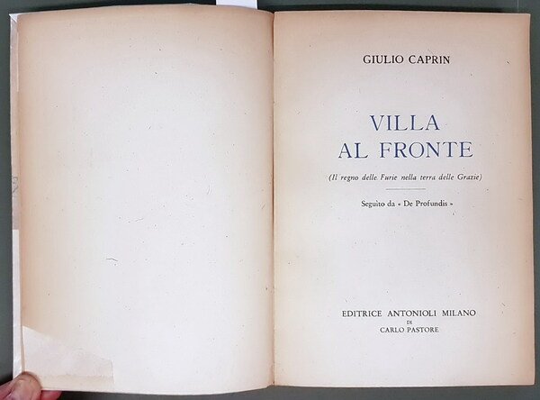 VILLA AL FRONTE (Il regno delle Furie nella terra delle …