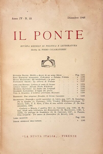 Rivisra mensile: IL PONTE - N. 12 (Dicembre 1948) - …