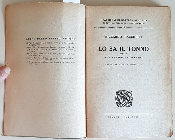 LO SA IL TONNO, ossia gli esemplari marini (favola mondana …