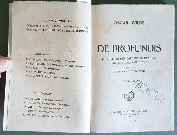 DE PROFUNDIS - La Ballata del carcere di Reading. Lettere …