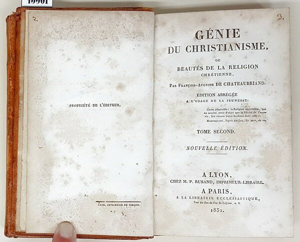 GENIE DU CHRISTIANISME ou Beaute' de la Religion Chretienne (tomes …