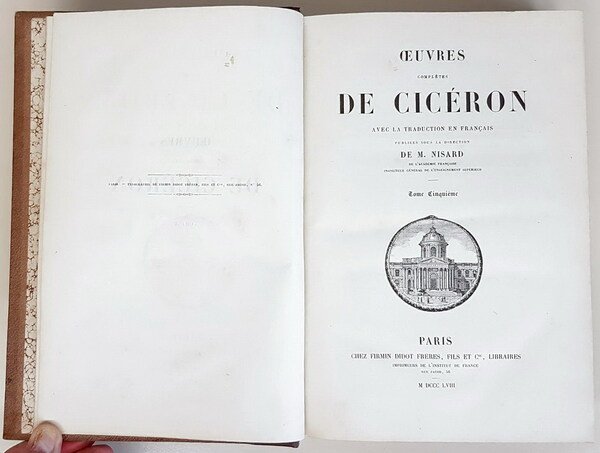OEUVRES COMPLETES DE CICERON, avec la traduction en français, publiees …