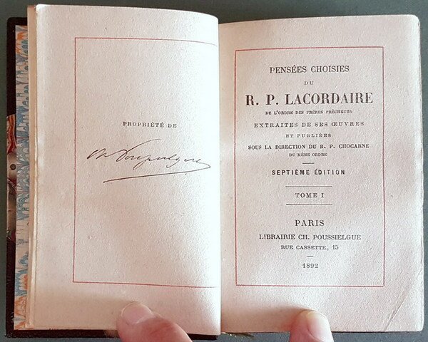 PENSEES CHOISIES DE R. P. LACORDAIRE (tome I.)