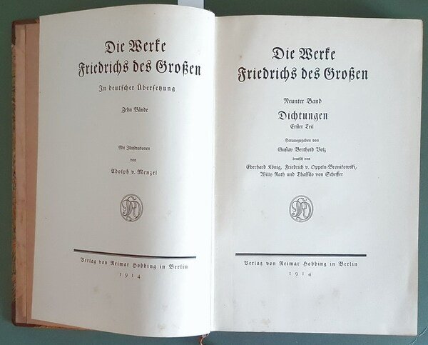 DIE WERTE FRIEDRICHS DES GROSSEN (Neunter Band) - DIECHTUNGEN ERSTER …
