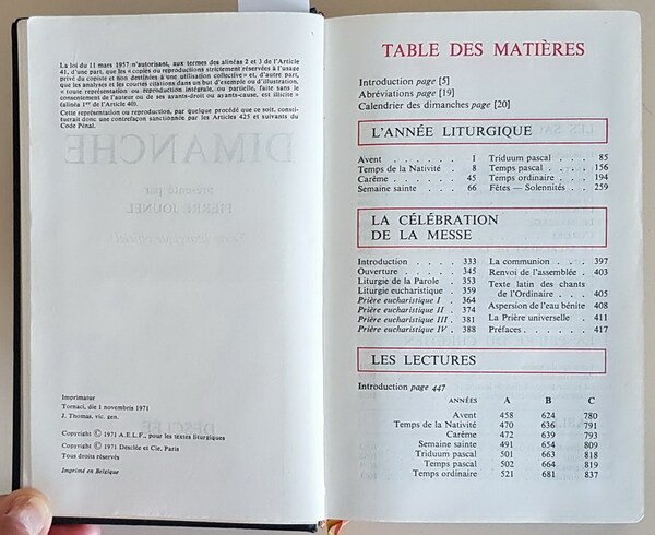 MISSEL DU DIMANCHE - Texte liturgique officiel