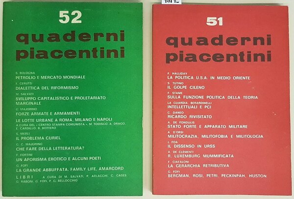 QUADERNI PIACENTINI (anno XIII) - N. 51 (gennaio 1974) - …